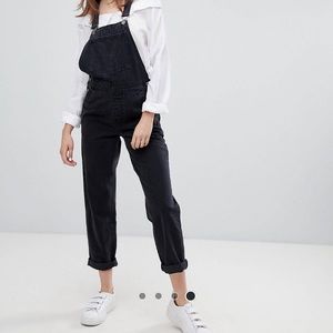 ASOS washed black denim overalls